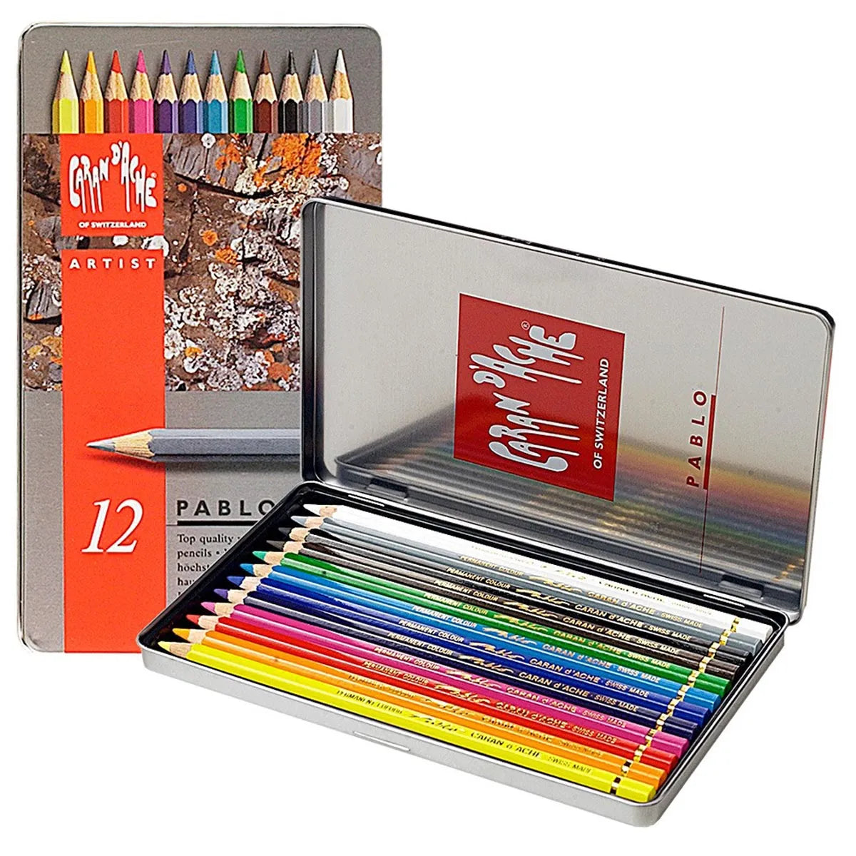 Caran d’Ache Pablo Coloured Pencil Set of 12 Metal Box
