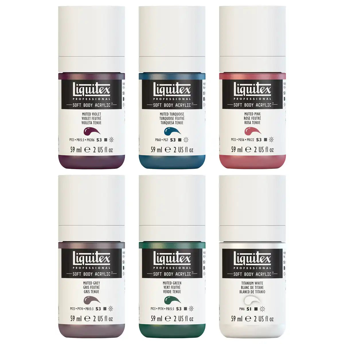 Liquitex Professional Soft Body Acrylic Muted+White Set 6 x 59ml