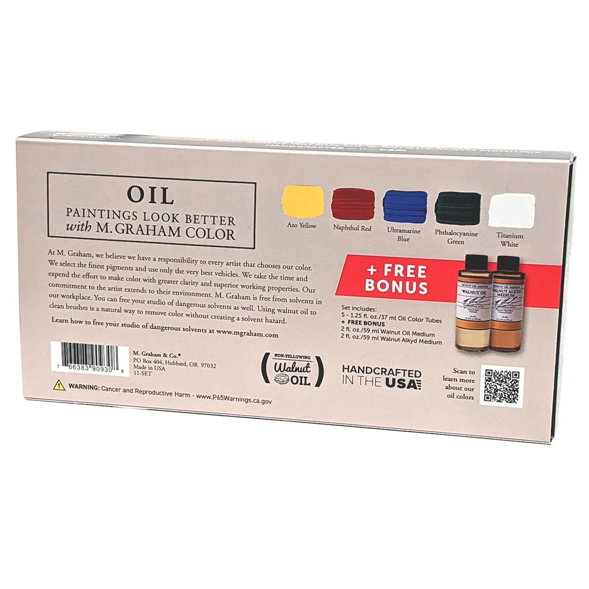 M Graham Artists' Oil Paint Basic 5 Colour Set + Free Bonus