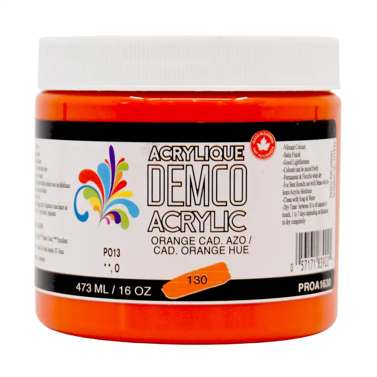 Demco Acrylic Paint 473ml/16oz Jars