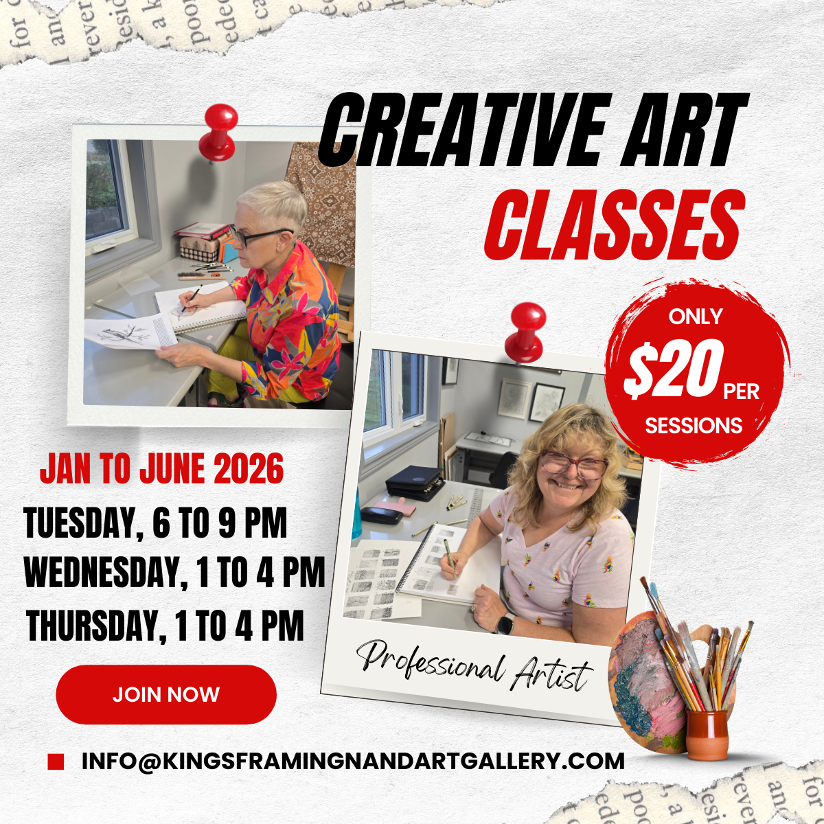 Tuesday Art Class 6 pm - 9 pm