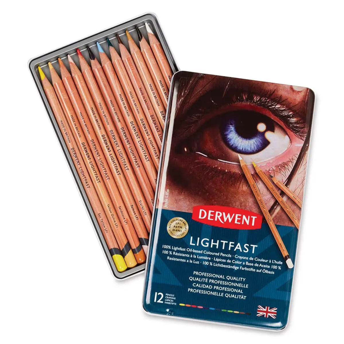Derwent Lightfast Coloured Pencil Set (12) Tin