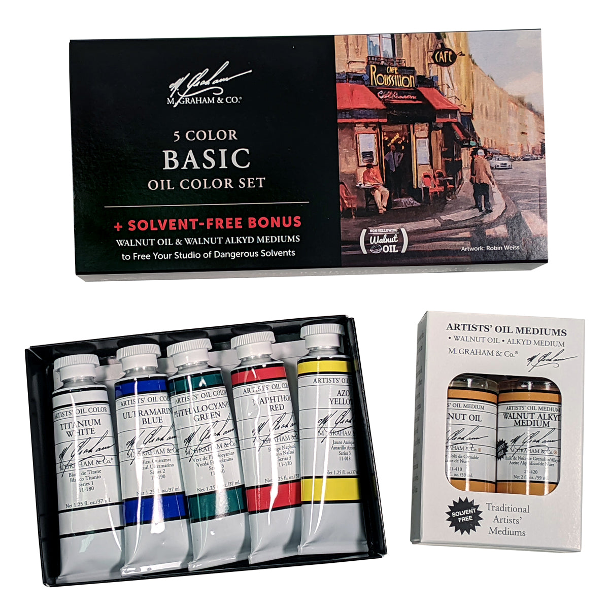 M Graham Artists' Oil Paint Basic 5 Colour Set + Free Bonus