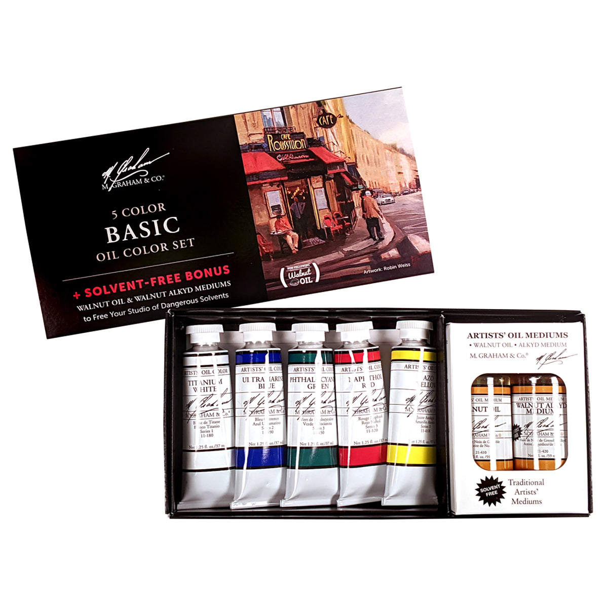M Graham Artists' Oil Paint Basic 5 Colour Set + Free Bonus