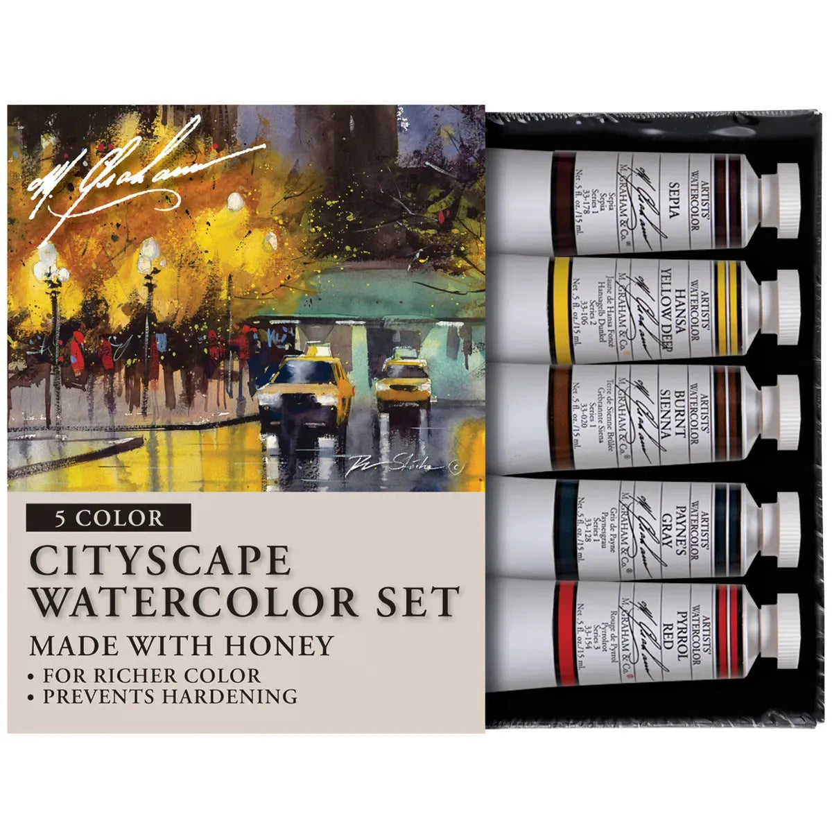 M Graham Cityscape 5 Colour Watercolour 15 ml Set