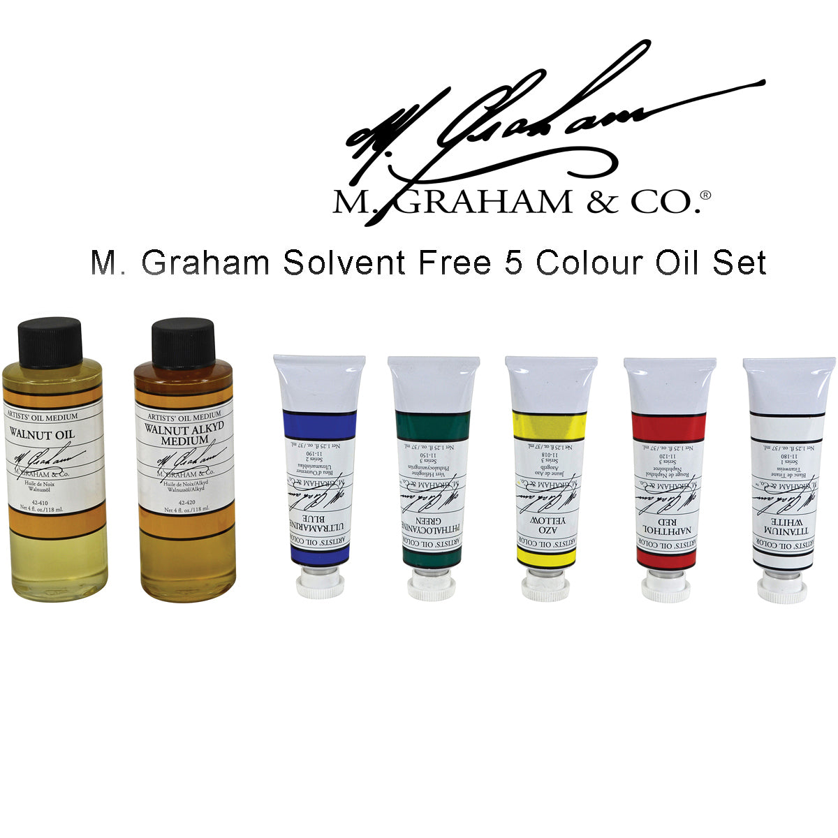M Graham Artists' Oil Paint Basic 5 Colour Set + Free Bonus