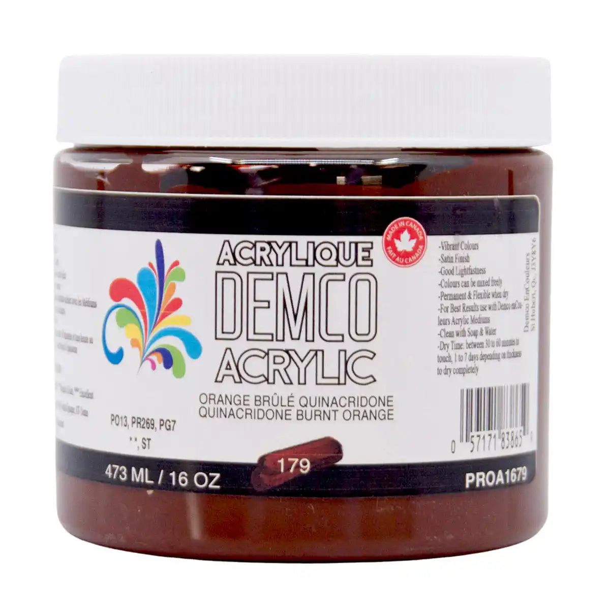 Demco Acrylic Paint 473ml/16oz Jars