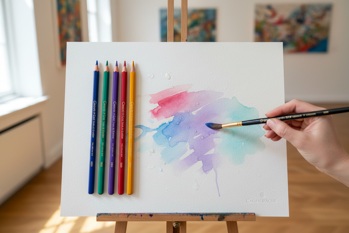 watercolour Caran d'Ache Supracolor pencil demo