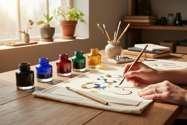 Calligraphy and illustration inks lifestyle scene