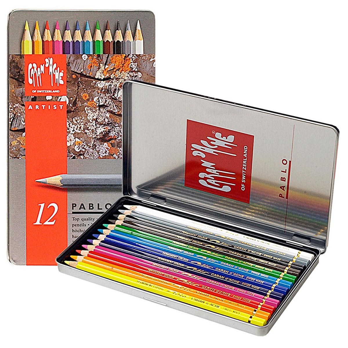 Caran d’Ache Pablo Coloured Pencil Set of 12 Metal Box