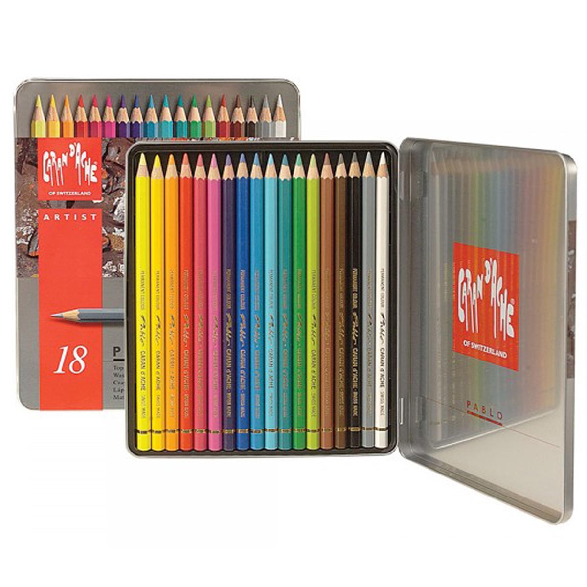 Caran d’Ache Pablo Coloured Pencil Set of 18 Metal Box