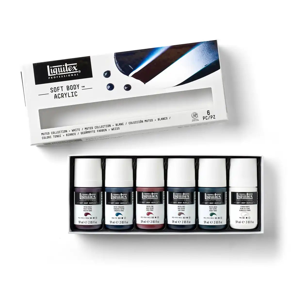 Liquitex Professional Soft Body Acrylic Muted+White Set 6 x 59ml