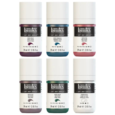 Liquitex Professional Soft Body Acrylic Muted+White Set 6 x 59ml