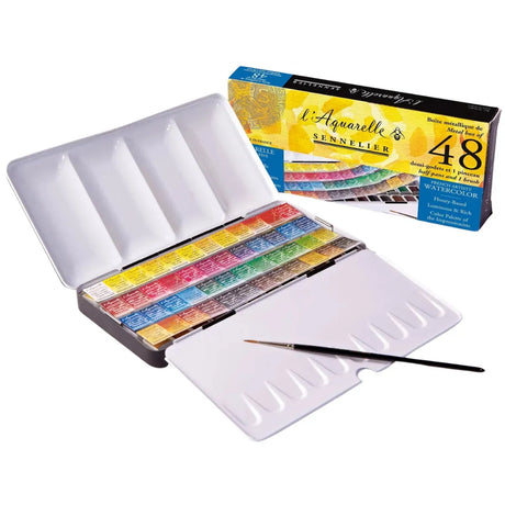 Sennelier French Artists' 48 half pans metal box + 1 brush