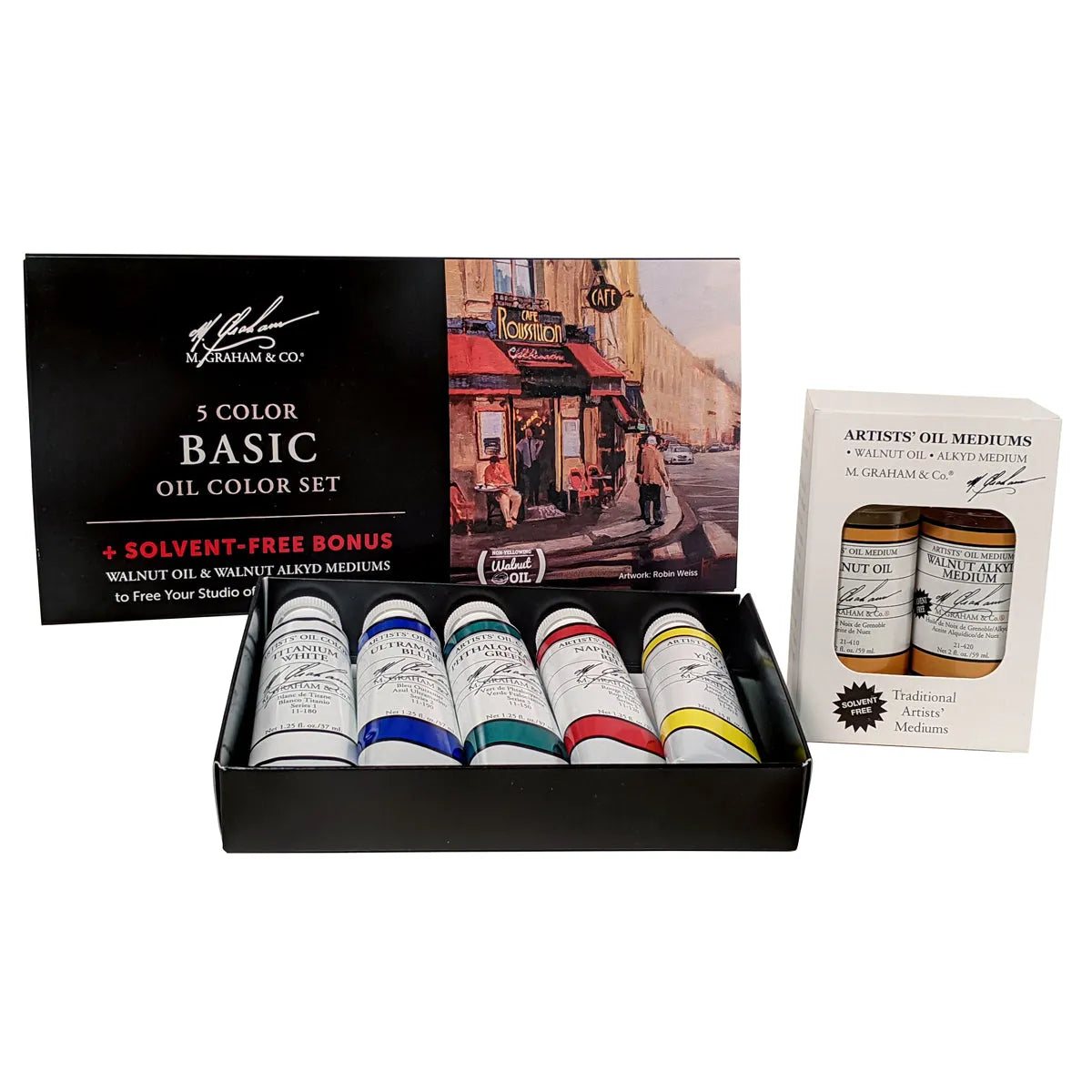 M Graham Artists' Oil Paint Basic 5 Colour Set + Free Bonus