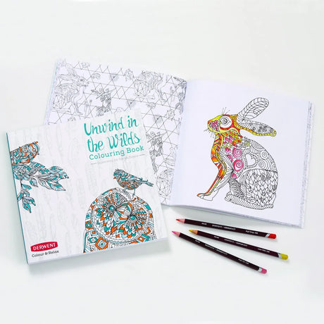 Derwent Unwind in The Wilds Colouring Book with 10 Coloursoft Pencils
