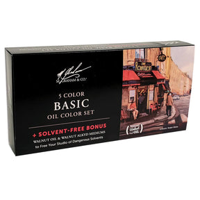 M Graham Artists' Oil Paint Basic 5 Colour Set + Free Bonus