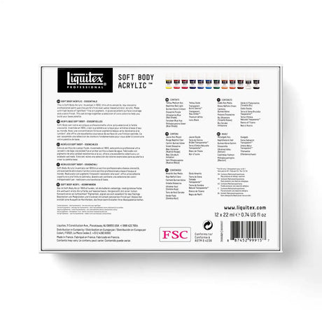 Liquitex Professional Soft Body Acrylic Essentials Set 12 x 22ml
