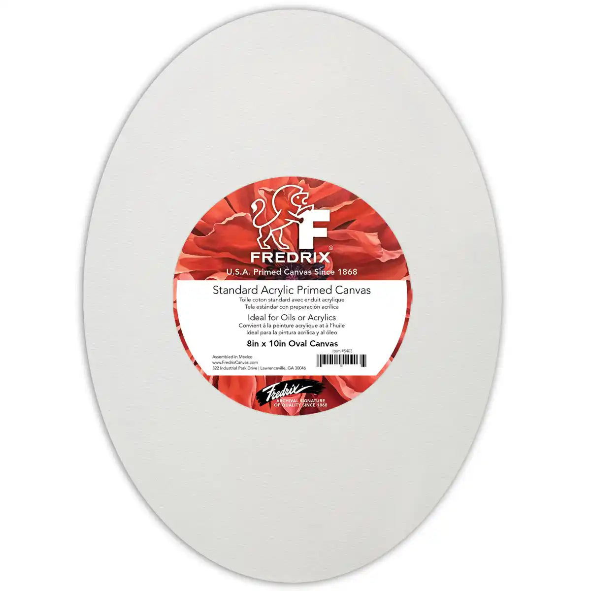 Fredrix Artist Series Rounds & Ovals Acrylic Primed Cotton Standard Canvas, 12oz