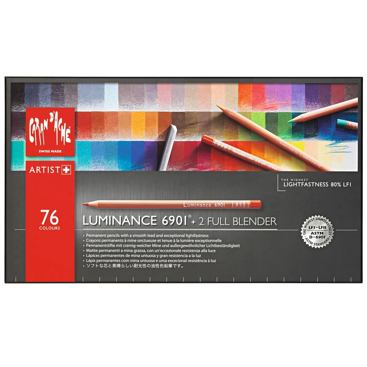 Caran d’Ache LUMINANCE 6901 Box of 76 Pencils + 2 Full Blender