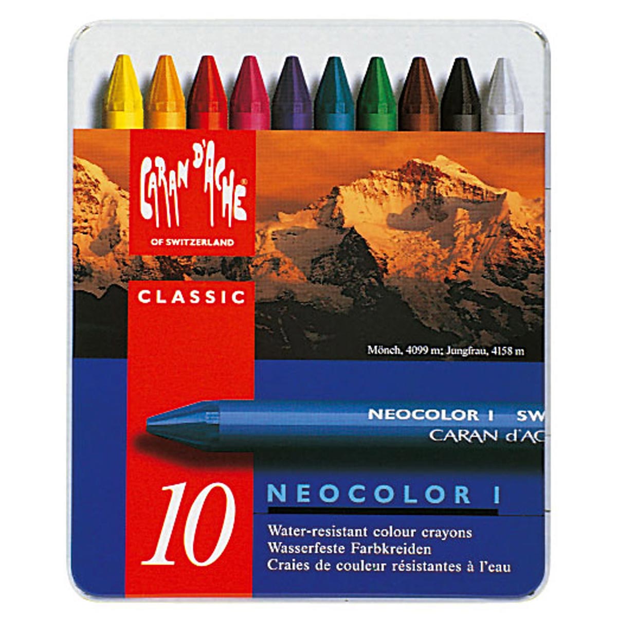 Caran Dache Classic Neocolor I 10 Colour Pastel Metal Box