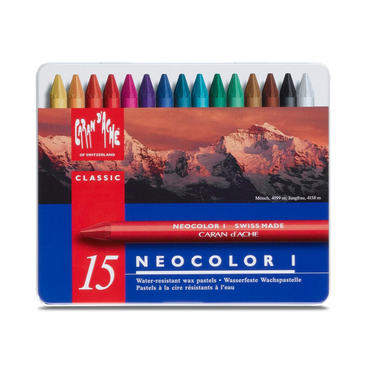 Caran Dache Classic Neocolor I 15 Colour Pastel Metal Box