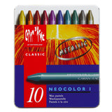 Caran Dache Classic Neocolor I 10 Colour Metallic Pastel Metal Box