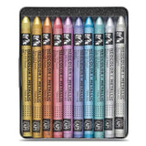 Caran Dache Classic Neocolor I 10 Colour Metallic Pastel Metal Box