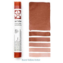 Burnt Yellow Ochre paint stick with color swatches on a white background