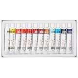 Set of Chinese painting watercolour tubes in a box on a white background