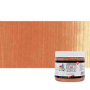 A jar of Demico Acrylic paint in the colour 'Caviar Copper' shown next to a textured swatch of the paint colour, which is a warm coppery orange.