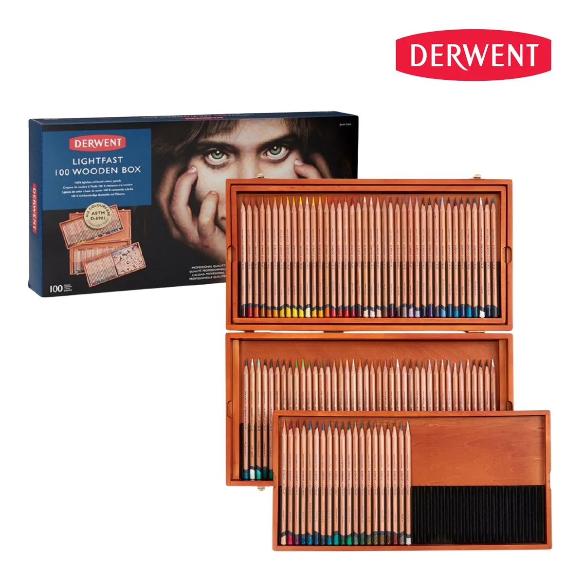 Derwent Lightfast Coloured Pencil Set (100) Wooden Box