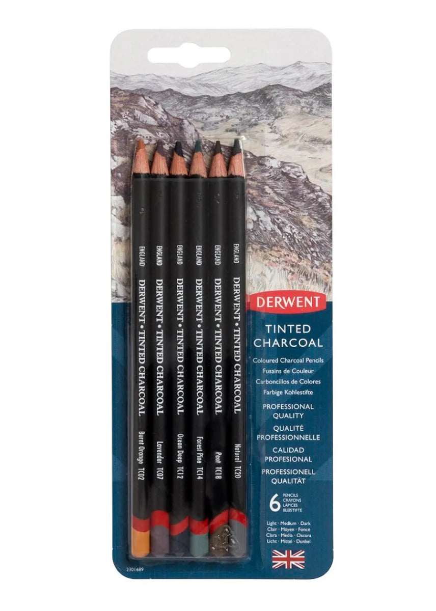 Derwent Tinted Charcoal 6 Pencils Blister Pack