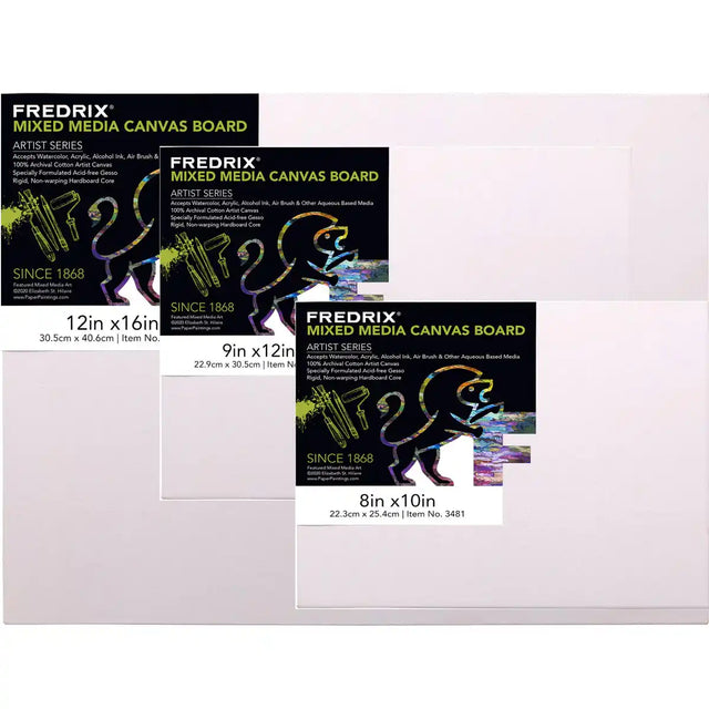 Fredrix Mixed Media Canvas Boards, 7.7oz primed, 100% Cotton