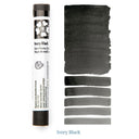Daniel Smith Ivory Black watercolour paint stick with colour swatches on a white background