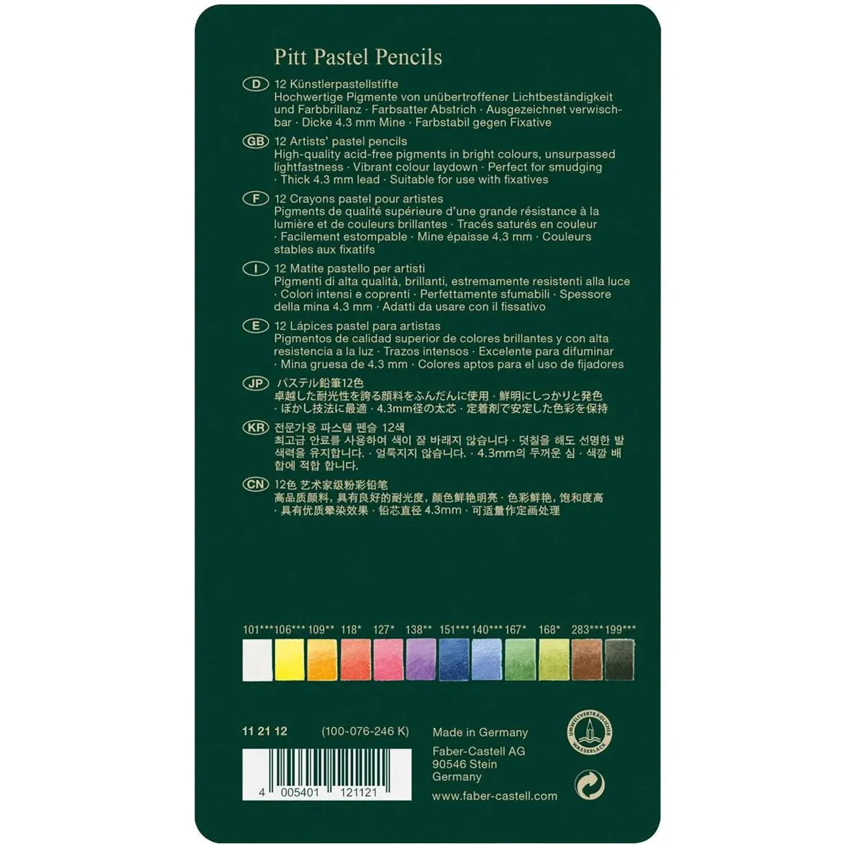 Faber Castell Pitt Pastel pencil tin of 12
