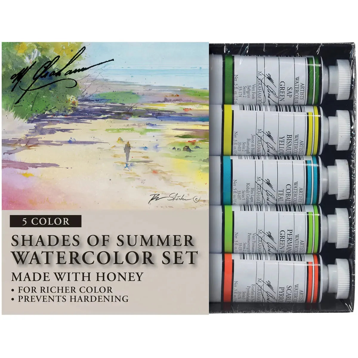 M Graham 5 Colour Shade of Summer Watercolour 15 ml Set