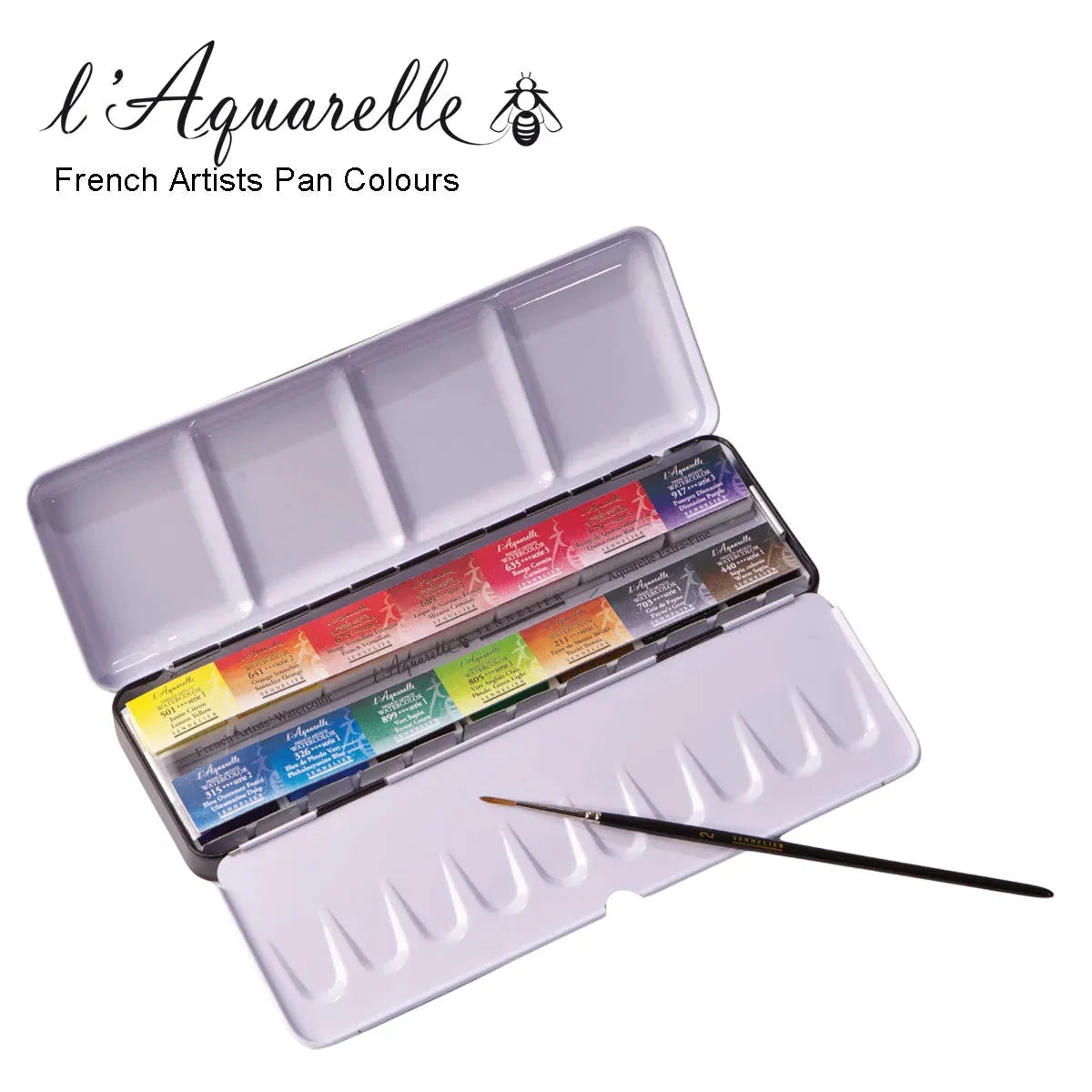 Sennelier French Artists' 12 Half Pans Metal Box + 12 Empty Compartments
