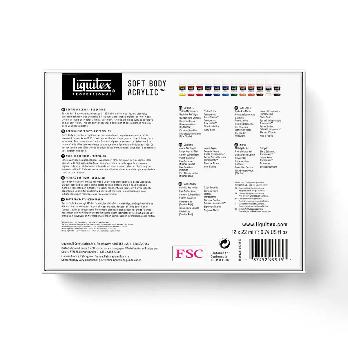 Liquitex Professional Soft Body Acrylic Essentials Set 12 x 22ml