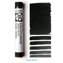 Daniel Smith Lamp Black watercolor stick with swatches on a white background