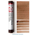 Daniel Smith watercolor stick with a Piemontite Genuine color swatches on a white background