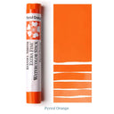 Watercolor stick labeled 'Pyrrol Orange' by Daniel Smith with color swatches on a white background