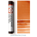 Watercolor stick of Quinacridone Burnt Orange by Daniel Smith with color swatches on a white background