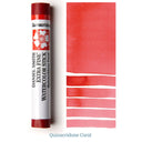 Daniel Smith Quinacridone Coral watercolor stick with Quinacridone Coral color swatches on a white background