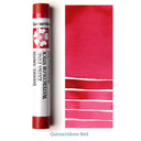 Watercolor stick with a swatch of Quinacridone Red color on a white background