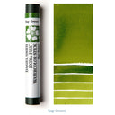 Daniel Smith Sap Green watercolor stick with Sap Green color swatches on a white background