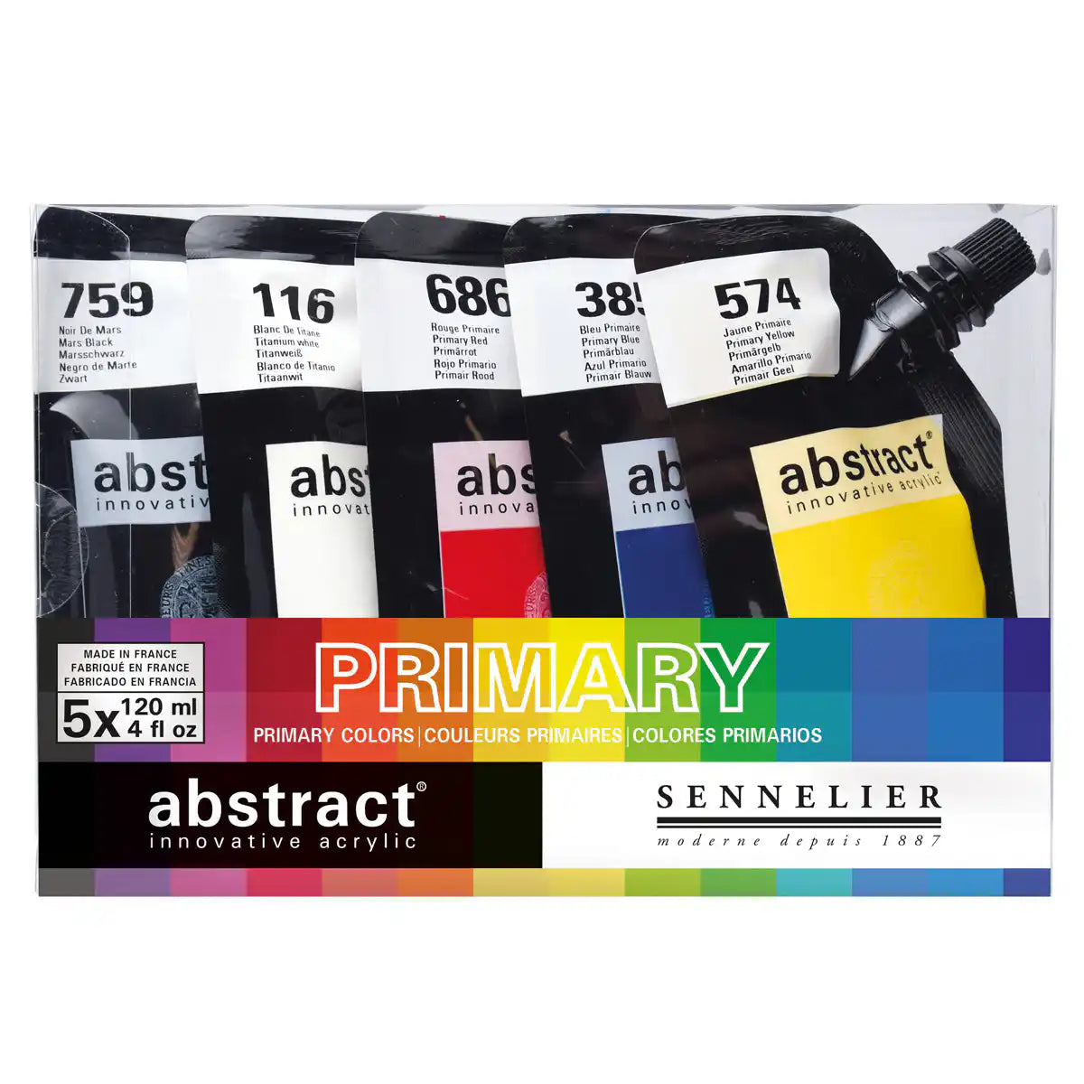 Sennelier Primary Colour Starter Set of 5, 120ml Pouch