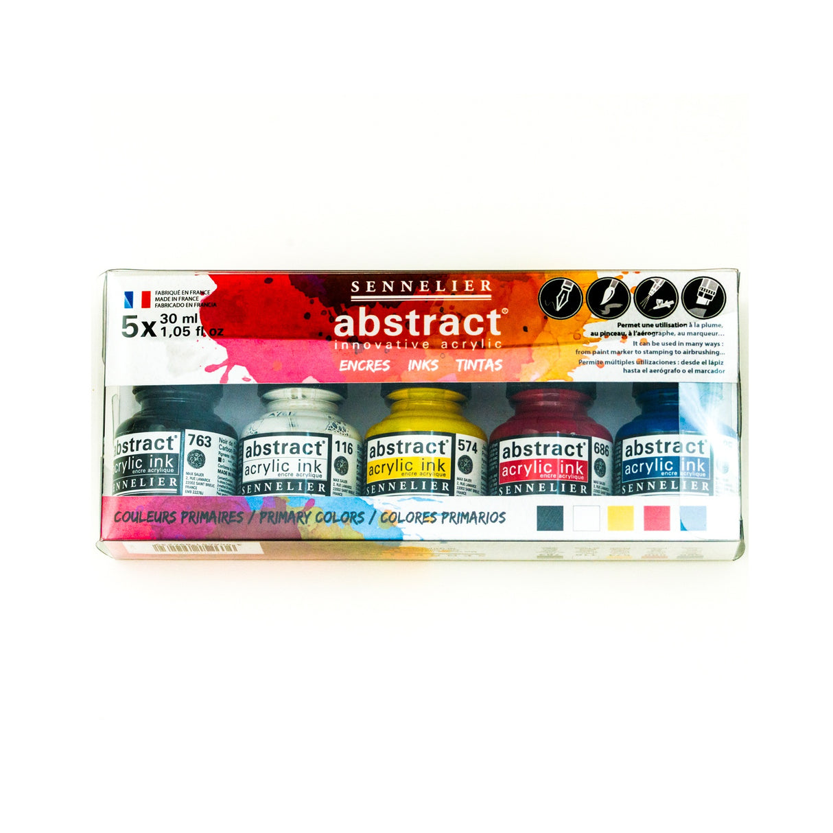 Sennelier Abstract Acrylic Inks Sets - 5 x 30 ml (1.05 fl.oz)