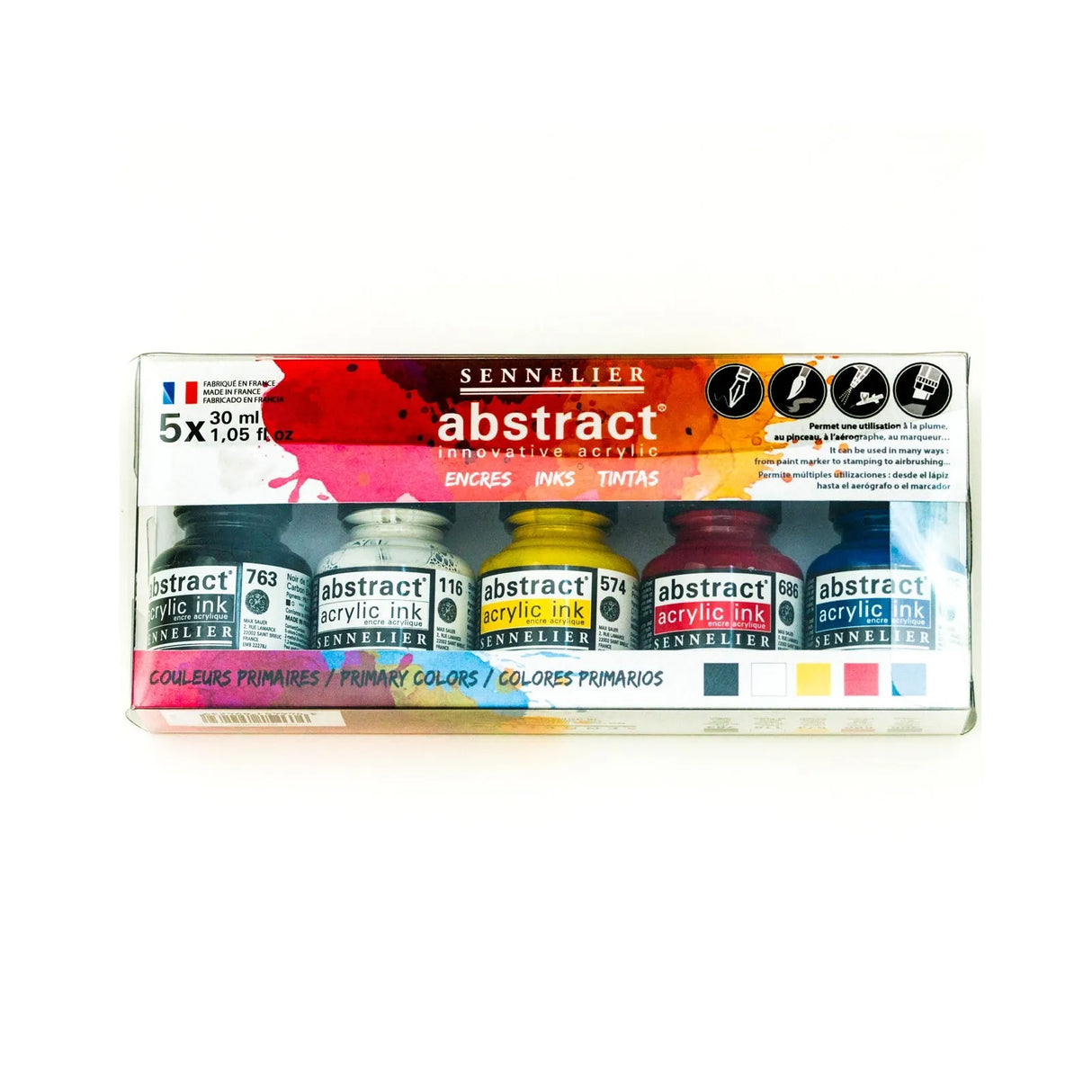 Sennelier Abstract Acrylic Inks Sets - 5 x 30 ml (1.05 fl.oz)
