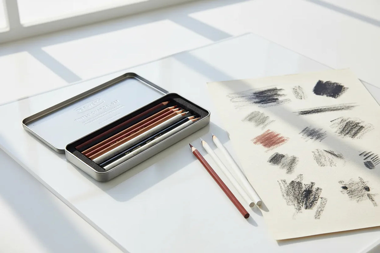 Derwent Tinted Charcoal Pencil Set demo